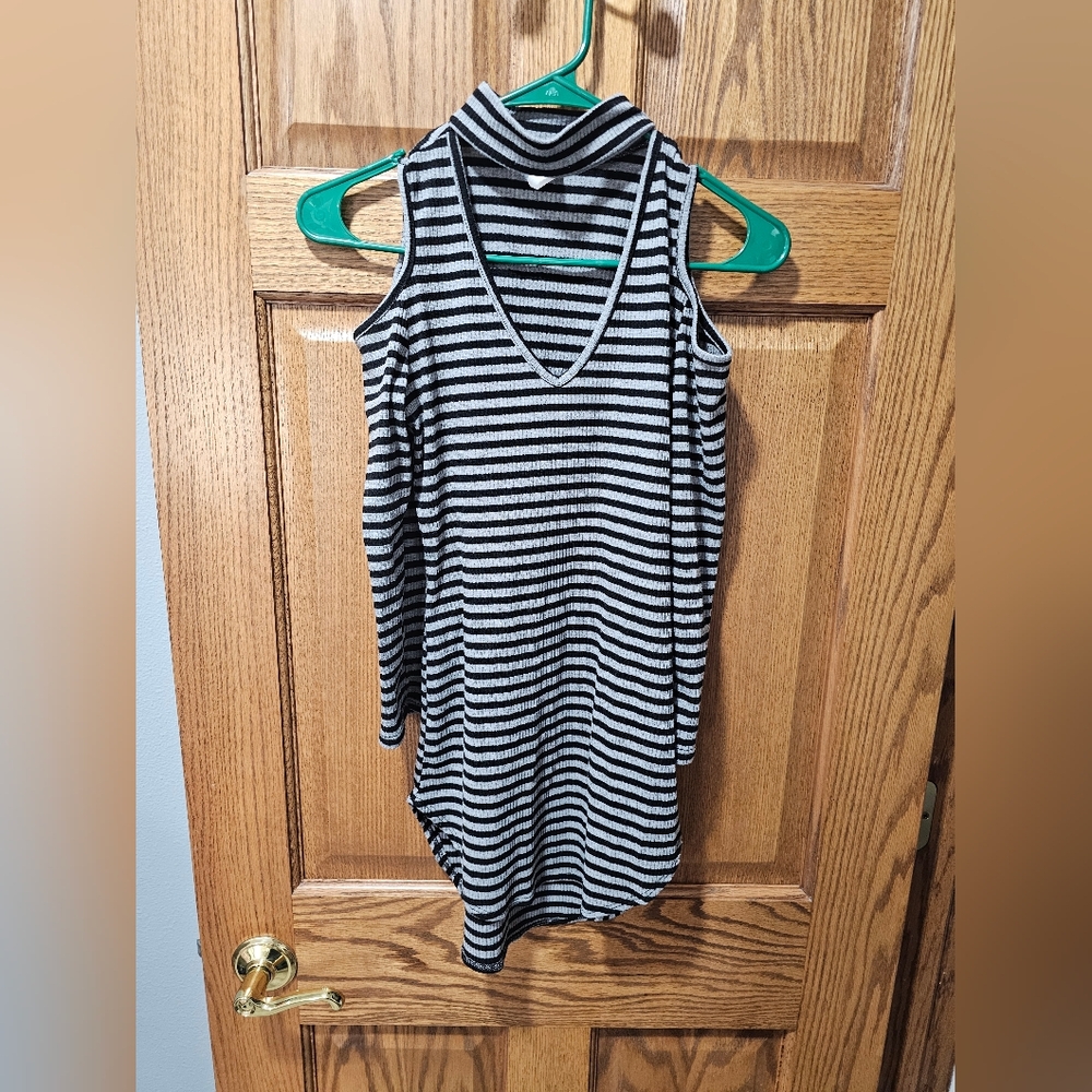 Absolute Angel Black and Gray Striped Top